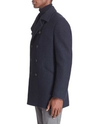 John Varvatos Star Usa Trim Fit Wool Blend Double Breasted Peacoat