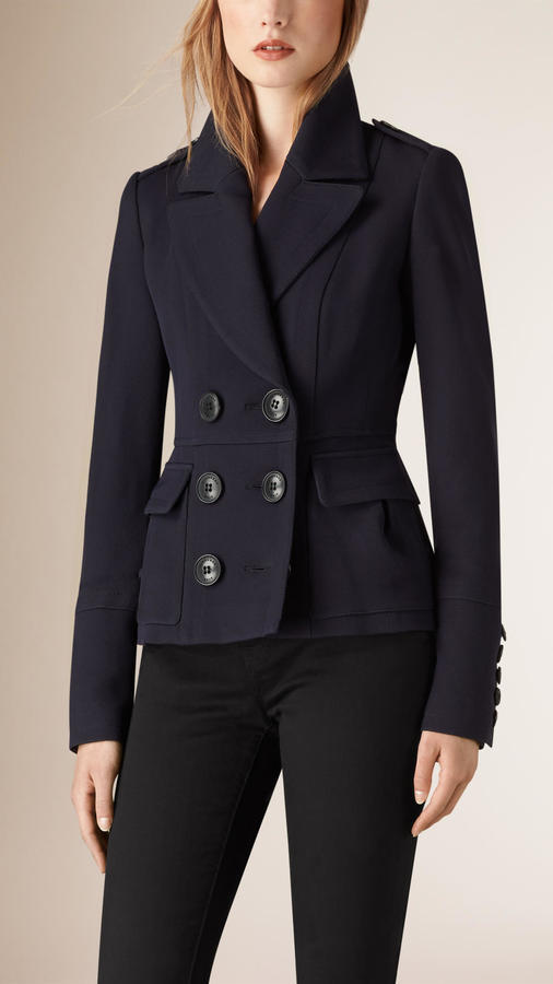 Burberry Leather Detail Virgin Wool Blend Pea Coat, $795 | Burberry ...