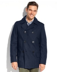 Nautica Big And Tall Coat Melton Wool Blend Double Breasted Pea Coat
