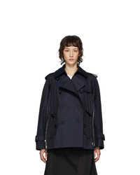Sacai Navy Cotton Bell Shape Trench Coat