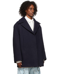 We11done Navy Flannel Peacoat