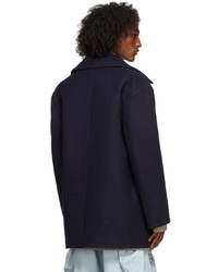 We11done Navy Flannel Peacoat