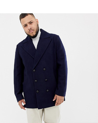 ASOS DESIGN Plus Wool Mix Double Breasted Jacket In Navy