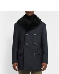 Private White Vc Manchester Shearling Collar Wool Peacoat
