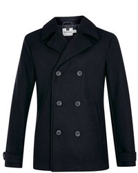 Topman Slim Fit Navy Double Breasted Peacoat