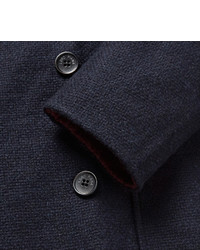 Loro Piana Suede Trimmed Double Faced Woven Cashmere Peacoat