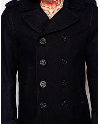 Diesel W Champ Pea Coat Wool Double Breasted