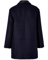 Tara Jarmon Wool Blend Pea Coat In Navy Blue