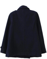 Choies Wool Blend Pea Coat In Navy Blue