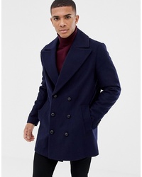 ASOS DESIGN Wool Mix Double Breasted Jacket In Navy