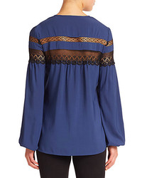 Nanette Lepore Clear Skies Lace Striped Blouse