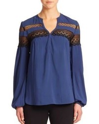Nanette Lepore Clear Skies Lace Striped Blouse