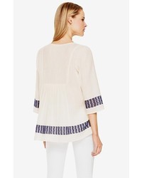 Vince Camuto Two By Crochet Detail Cotton Peasant Blouse