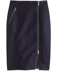 J.Crew Asymmetrical Zip Pencil Skirt In Wool
