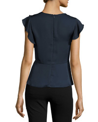 Collective Concepts Keyhole Ruffled Peplum Top