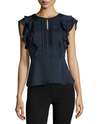 Collective Concepts Keyhole Ruffled Peplum Top