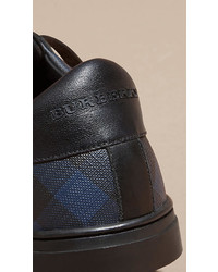 Burberry Check Detail Leather Trainers