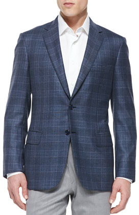 Brioni Plaid Jacket With Contrast Deco Bluered | Where to buy & how to wear