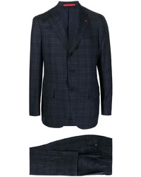 Isaia Check Pattern Single Breasted Blazer