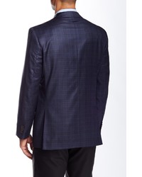 David Donahue Connor Blue Plaid Two Button Notch Lapel Wool Sportcoat