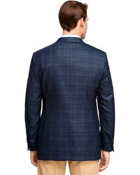 Brooks Brothers Fitzgerald Fit Saxxon Wool Plaid With Windowpane Sport Coat