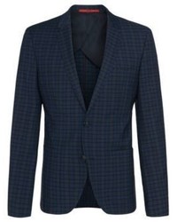 Hugo Boss Alesono Slim Fit Wool Plaid Sport Coat 34r Blue