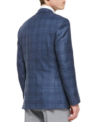 Brioni Plaid Jacket With Contrast Deco Bluered