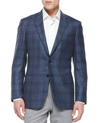 Brioni Plaid Jacket With Contrast Deco Bluered