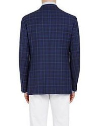 Isaia Plaid Two Button Sportcoat Navy