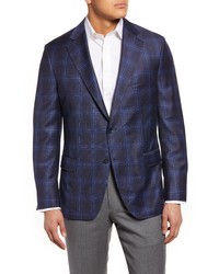 PETER MILLA R Tailored Fit Plaid Sport Coat In Navy At Nordstrom