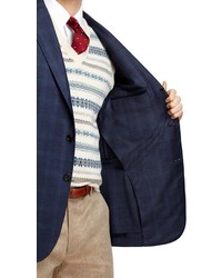 Brooks Brothers Regent Fit Navy Plaid With Teal Windowpane Sport Coat