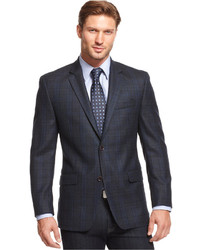 Shaquille Oneal Collection Navy Glen Plaid Sport Coat