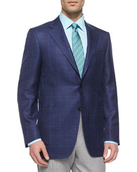 Canali Two Button Plaid Sport Coat Navygreen