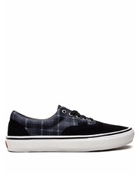 Navy Plaid Canvas Low Top Sneakers