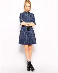 Love Moschino Plaid Dress With Buttons