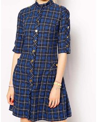 Love Moschino Plaid Dress With Buttons