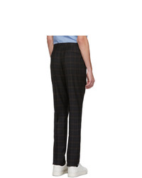 Ps By Paul Smith Black And Brown Tartan Wool Mid Rise Trousers