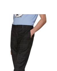 Ps By Paul Smith Black And Brown Tartan Wool Mid Rise Trousers