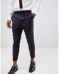Twisted Tailor Tapered Smart Trouser In Navy Check