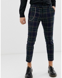 Twisted Tailor Tapered Trouser In Tartan With Chain