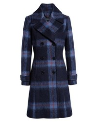 Kenneth Cole New York Brushed Plaid A Line Coat