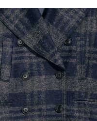 H&M Wool Blend Coat Dark Bluechecked Ladies