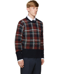 Thom Browne Navy Plaid Sweater