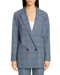 Ganni Double Breasted Plaid Suiting Blazer