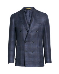 Canali Kei Plaid Sport Coat In Navy At Nordstrom