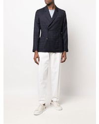 Paul Smith Plaid Print Noctched Lapels Double Breasted Blazer