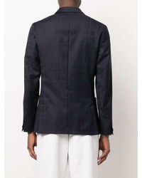 Paul Smith Plaid Print Noctched Lapels Double Breasted Blazer