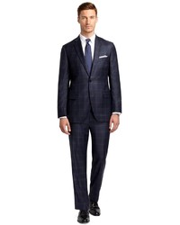 Brooks Brothers Fitzgerald Fit Plain Front Navy Plaid Trousers