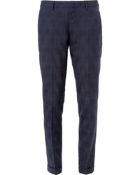 Paul Smith Navy Slim Fit Shadow Check Woven Suit Trousers