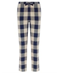 Samuji Navy Cotton Plaid Trousers